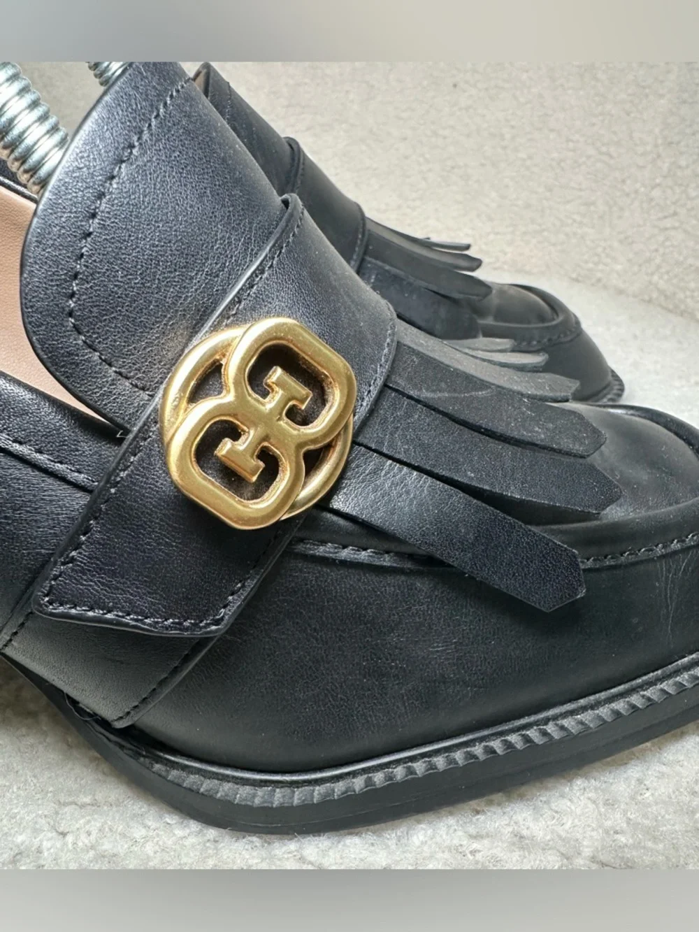 Sam Edelman Black‎ Leather Kiltie Chunky Loafer Preppy Academic Lolita Dark 9.5